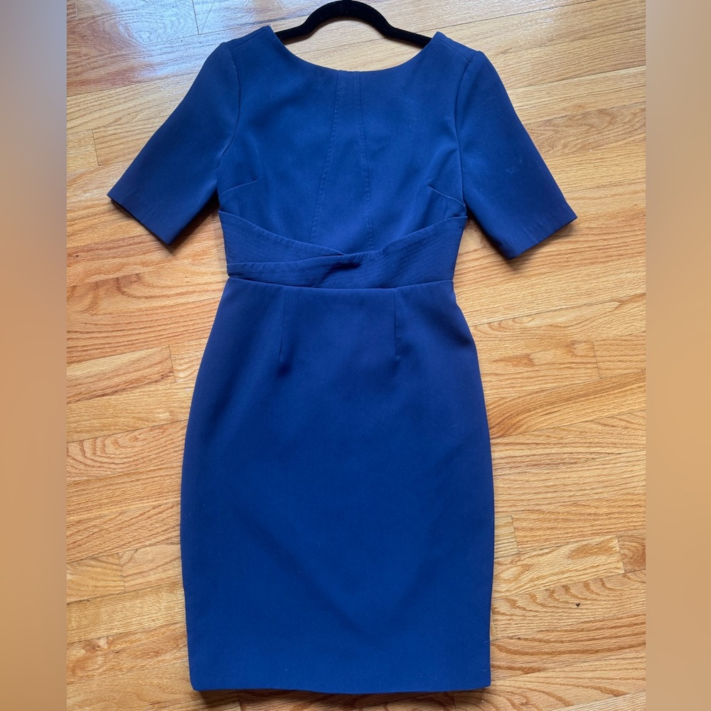 TOCCIN Blue Boat Neck Sheath Dress